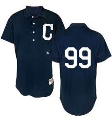 Men's Majestic Cleveland Indians #99 Ricky Vaughn Authentic Navy Blue 1902 Turn Back The Clock MLB Jersey