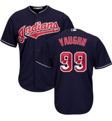 Men's Majestic Cleveland Indians #99 Ricky Vaughn Authentic Navy Blue Team Logo Fashion Cool Base MLB Jersey