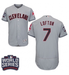 Men's Majestic Cleveland Indians #7 Kenny Lofton Grey 2016 World Series Bound Flexbase Authentic Collection MLB Jersey