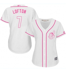 Women's Majestic Cleveland Indians #7 Kenny Lofton Authentic White Fashion Cool Base MLB Jersey