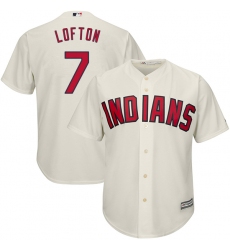 Youth Majestic Cleveland Indians #7 Kenny Lofton Authentic Cream Alternate 2 Cool Base MLB Jersey