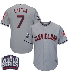 Youth Majestic Cleveland Indians #7 Kenny Lofton Authentic Grey Road 2016 World Series Bound Cool Base MLB Jersey