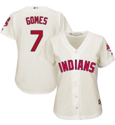 Women's Majestic Cleveland Indians #7 Yan Gomes Authentic Cream Alternate 2 Cool Base MLB Jersey