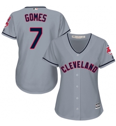 Women's Majestic Cleveland Indians #7 Yan Gomes Authentic Grey Road Cool Base MLB Jersey