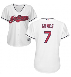 Women's Majestic Cleveland Indians #7 Yan Gomes Authentic White Home Cool Base MLB Jersey