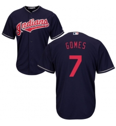 Youth Majestic Cleveland Indians #7 Yan Gomes Authentic Navy Blue Alternate 1 Cool Base MLB Jersey