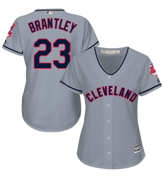 Women's Majestic Cleveland Indians #23 Michael Brantley Authentic Grey Road Cool Base MLB Jersey