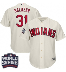 Youth Majestic Cleveland Indians #31 Danny Salazar Authentic Cream Alternate 2 2016 World Series Bound Cool Base MLB Jersey