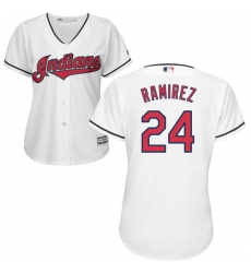 Women's Majestic Cleveland Indians #24 Manny Ramirez Authentic White Home Cool Base MLB Jersey