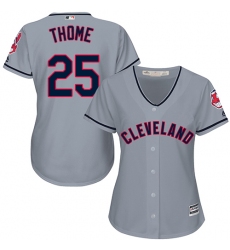 Women's Majestic Cleveland Indians #25 Jim Thome Authentic Grey Road Cool Base MLB Jersey