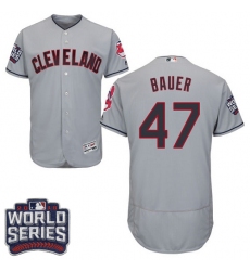 Men's Majestic Cleveland Indians #47 Trevor Bauer Grey 2016 World Series Bound Flexbase Authentic Collection MLB Jersey