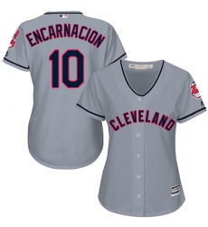 Women's Majestic Cleveland Indians #10 Edwin Encarnacion Authentic Grey Road Cool Base MLB Jersey