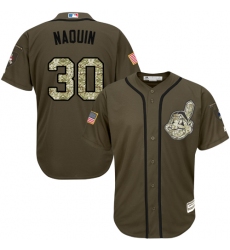 Men's Majestic Cleveland Indians #30 Tyler Naquin Authentic Green Salute to Service MLB Jersey