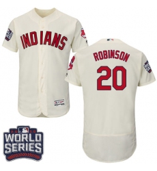 Men's Majestic Cleveland Indians #20 Eddie Robinson Cream 2016 World Series Bound Flexbase Authentic Collection MLB Jersey