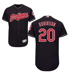 Men's Majestic Cleveland Indians #20 Eddie Robinson Navy Blue Flexbase Authentic Collection MLB Jersey