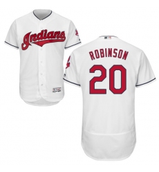 Men's Majestic Cleveland Indians #20 Eddie Robinson White Flexbase Authentic Collection MLB Jersey