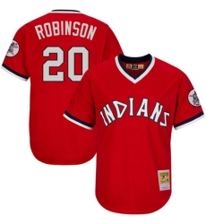 Men's Mitchell and Ness Cleveland Indians #20 Eddie Robinson Authentic Red Throwback MLB Jersey