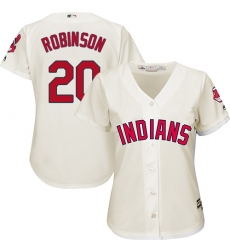 Women's Majestic Cleveland Indians #20 Eddie Robinson Authentic Cream Alternate 2 Cool Base MLB Jersey