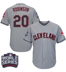 Youth Majestic Cleveland Indians #20 Eddie Robinson Authentic Grey Road 2016 World Series Bound Cool Base MLB Jersey