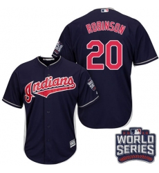 Youth Majestic Cleveland Indians #20 Eddie Robinson Authentic Navy Blue Alternate 1 2016 World Series Bound Cool Base MLB Jersey