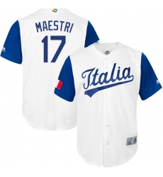 Men's Italy Baseball Majestic #17 Alex Maestri White 2017 World Baseball Classic Replica Team Jersey