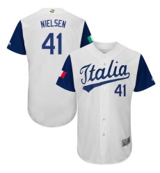 Men's Italy Baseball Majestic #41 Trey Nielsen White 2017 World Baseball Classic Authentic Team Jersey