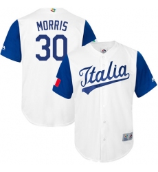 Men's Italy Baseball Majestic #30 A.J. Morris White 2017 World Baseball Classic Replica Team Jersey