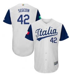 Men's Italy Baseball Majestic #42 Rob Segedin White 2017 World Baseball Classic Authentic Team Jersey