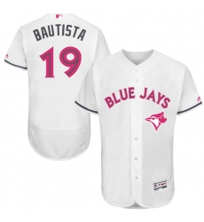 Men's Majestic Toronto Blue Jays #19 Jose Bautista Authentic White 2016 Mother's Day Fashion Flex Base MLB Jersey