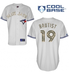 Men's Majestic Toronto Blue Jays #19 Jose Bautista Replica Grey USMC Cool Base MLB Jersey