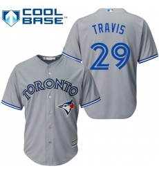 Men's Majestic Toronto Blue Jays #29 Devon Travis Replica Grey Road MLB Jersey