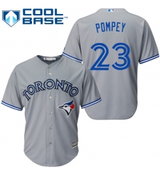 Men's Majestic Toronto Blue Jays #23 Dalton Pompey Replica Grey Road MLB Jersey