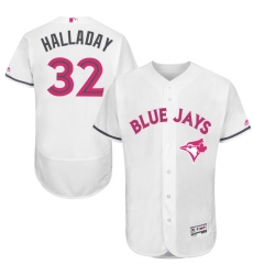 Men's Majestic Toronto Blue Jays #32 Roy Halladay Authentic White 2016 Mother's Day Fashion Flex Base MLB Jersey