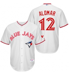 Men's Majestic Toronto Blue Jays #12 Roberto Alomar Replica White 2015 Canada Day MLB Jersey