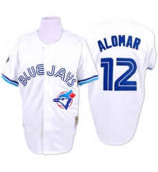 Men's Mitchell and Ness Toronto Blue Jays #12 Roberto Alomar Replica White 1993 Throwback MLB Jersey