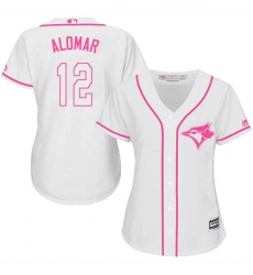 Women's Majestic Toronto Blue Jays #12 Roberto Alomar Replica White Fashion Cool Base MLB Jersey