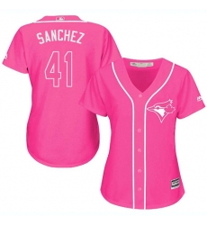 Women's Majestic Toronto Blue Jays #41 Aaron Sanchez Authentic Pink Fashion Cool Base MLB Jersey