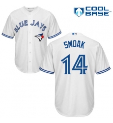 Men's Majestic Toronto Blue Jays #14 Justin Smoak Replica White Home MLB Jersey