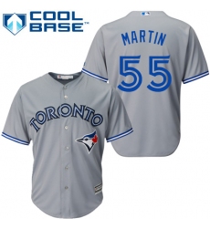 Women's Majestic Toronto Blue Jays #55 Russell Martin Authentic Grey MLB Jersey