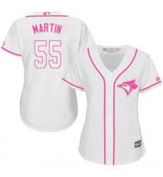 Women's Majestic Toronto Blue Jays #55 Russell Martin Replica White Fashion Cool Base MLB Jersey