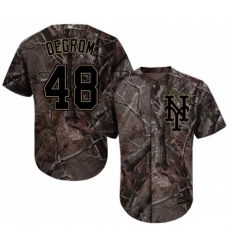 Youth Majestic New York Mets #48 Jacob deGrom Authentic Camo Realtree Collection Flex Base MLB Jersey