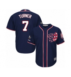 Youth Washington Nationals #7 Trea Turner Authentic Navy Blue Alternate 2 Cool Base 2019 World Series Champions Baseball Jersey