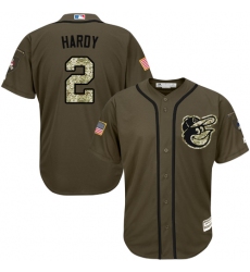 Men's Majestic Baltimore Orioles #2 J.J. Hardy Replica Green Salute to Service MLB Jersey