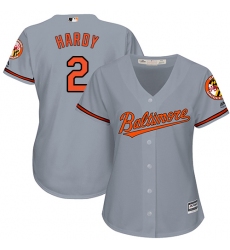 Women's Majestic Baltimore Orioles #2 J.J. Hardy Authentic Grey Road Cool Base MLB Jersey