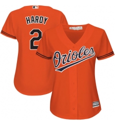 Women's Majestic Baltimore Orioles #2 J.J. Hardy Authentic Orange Alternate Cool Base MLB Jersey