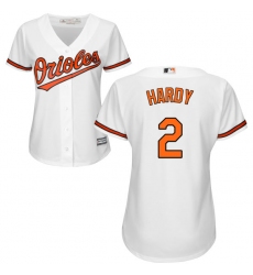 Women's Majestic Baltimore Orioles #2 J.J. Hardy Authentic White Home Cool Base MLB Jersey