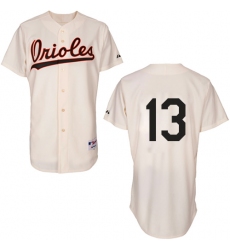 Men's Majestic Baltimore Orioles #13 Manny Machado Authentic Cream 1954 Turn Back The Clock MLB Jersey