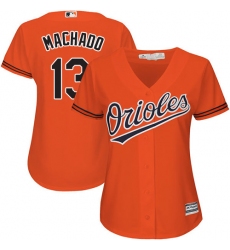 Women's Majestic Baltimore Orioles #13 Manny Machado Authentic Orange Alternate Cool Base MLB Jersey