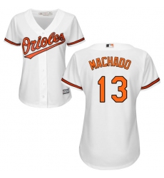 Women's Majestic Baltimore Orioles #13 Manny Machado Authentic White Home Cool Base MLB Jersey