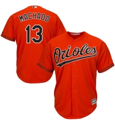 Youth Majestic Baltimore Orioles #13 Manny Machado Authentic Orange Alternate Cool Base MLB Jersey